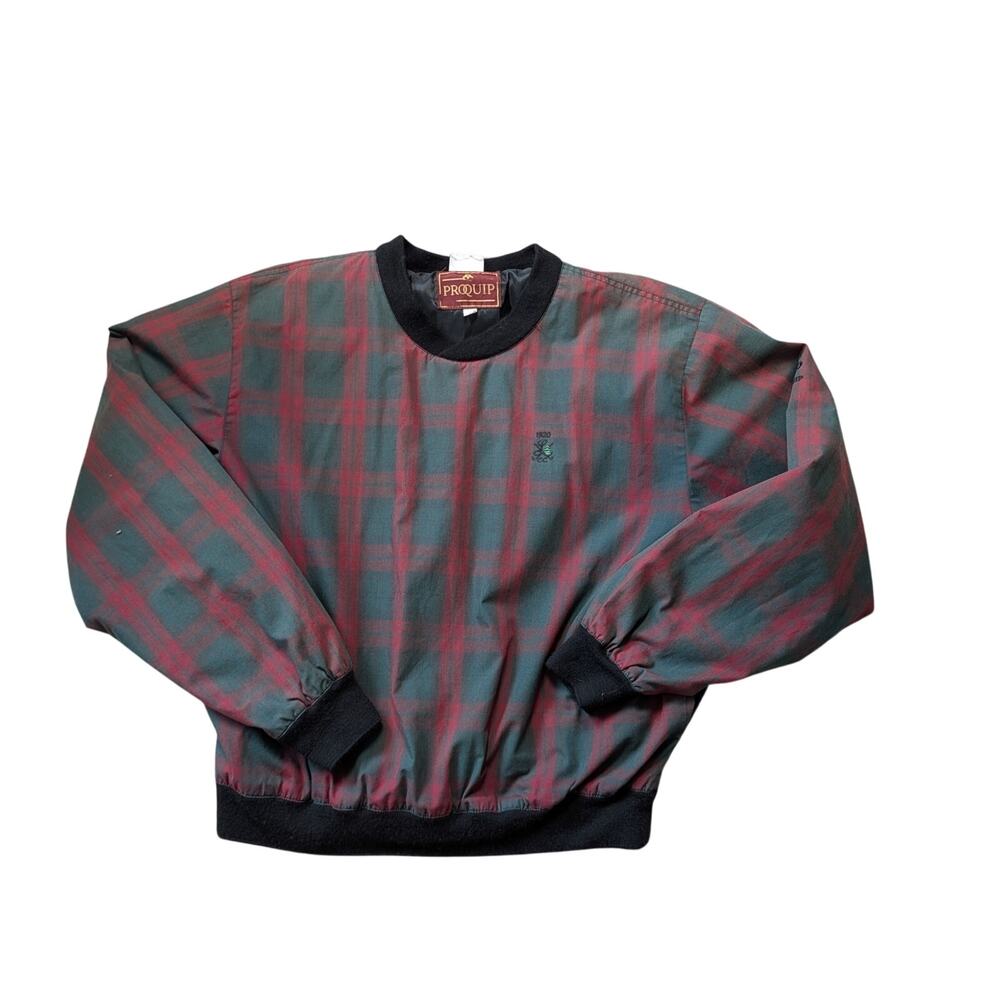 VINTAGE PROQUIP Plaid windbreaker/golf pullover jacket, size Large